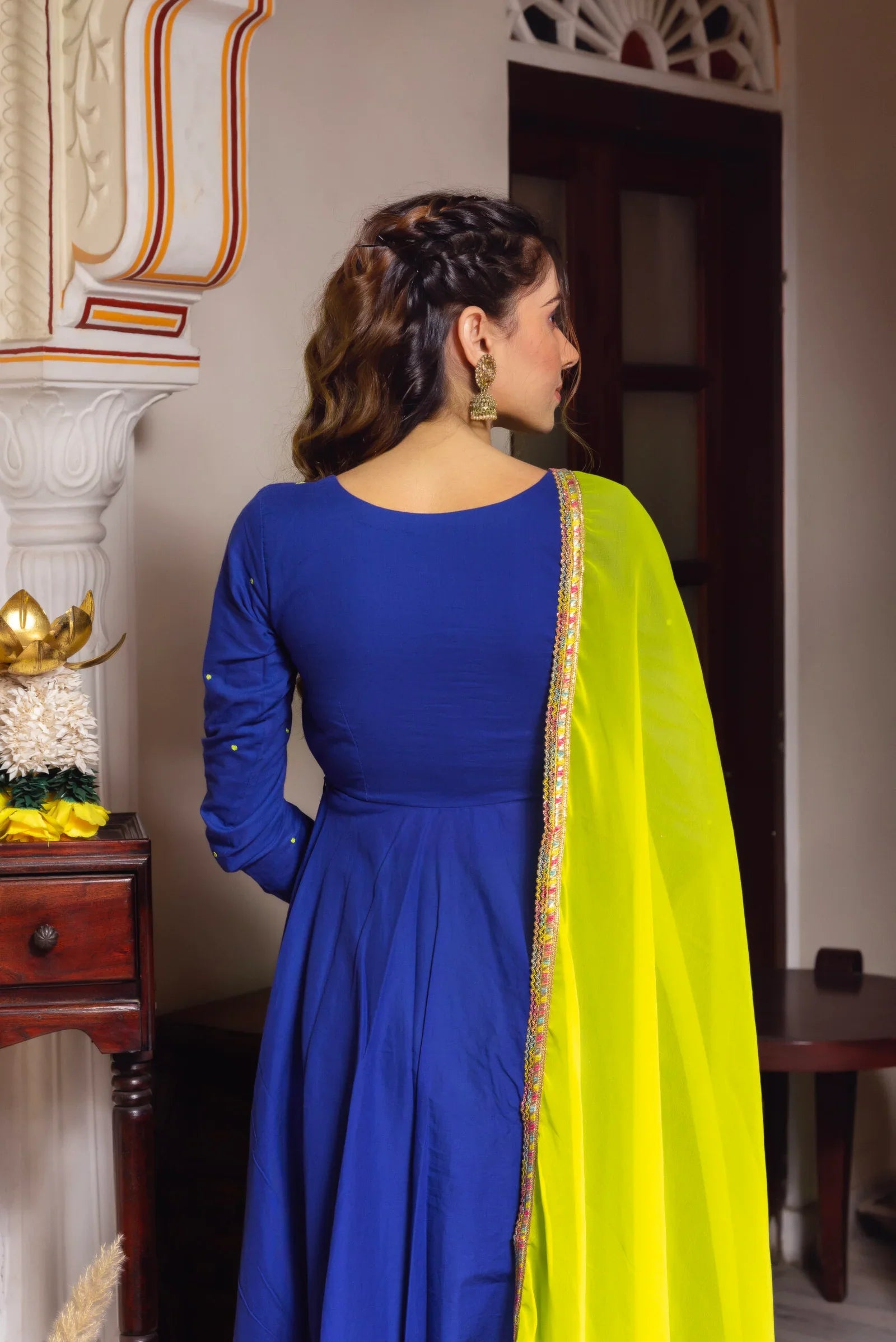Lightweight Georgette Suit with Cotton Bottoms – 3-Piece Side-Zip Set