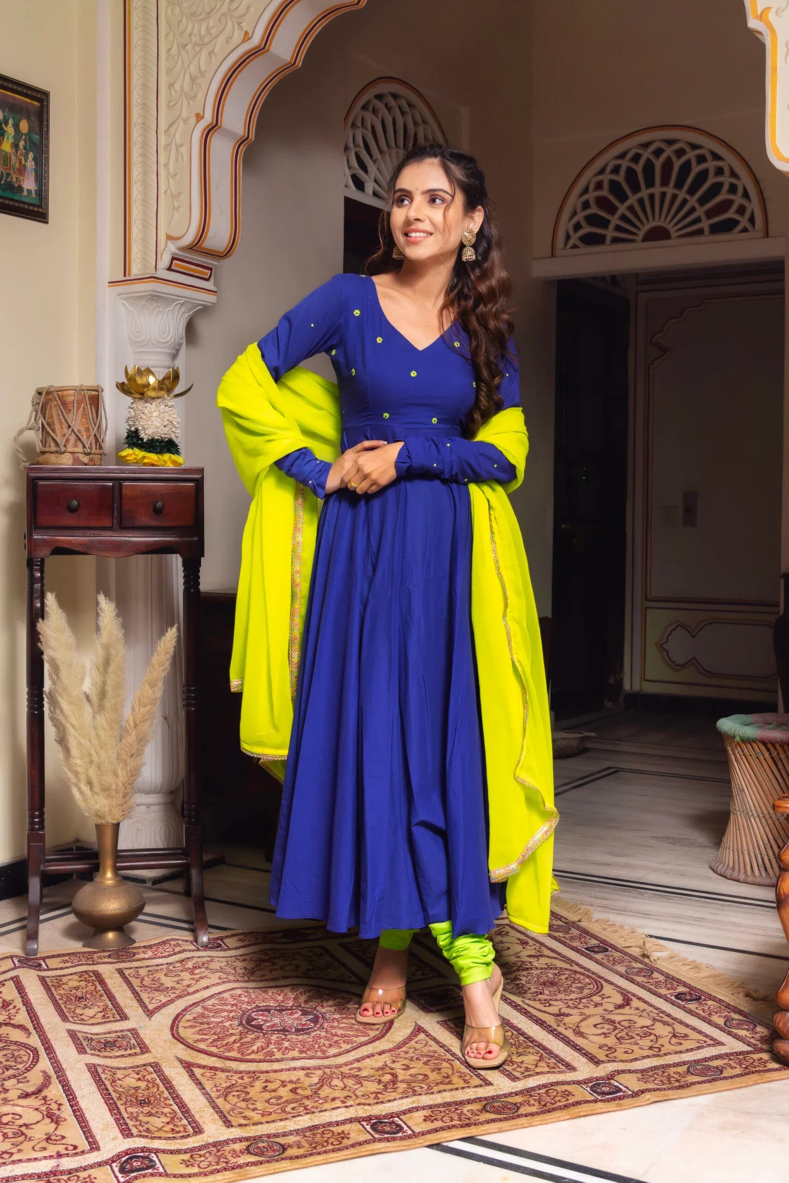 Lightweight Georgette Suit with Cotton Bottoms – 3-Piece Side-Zip Set