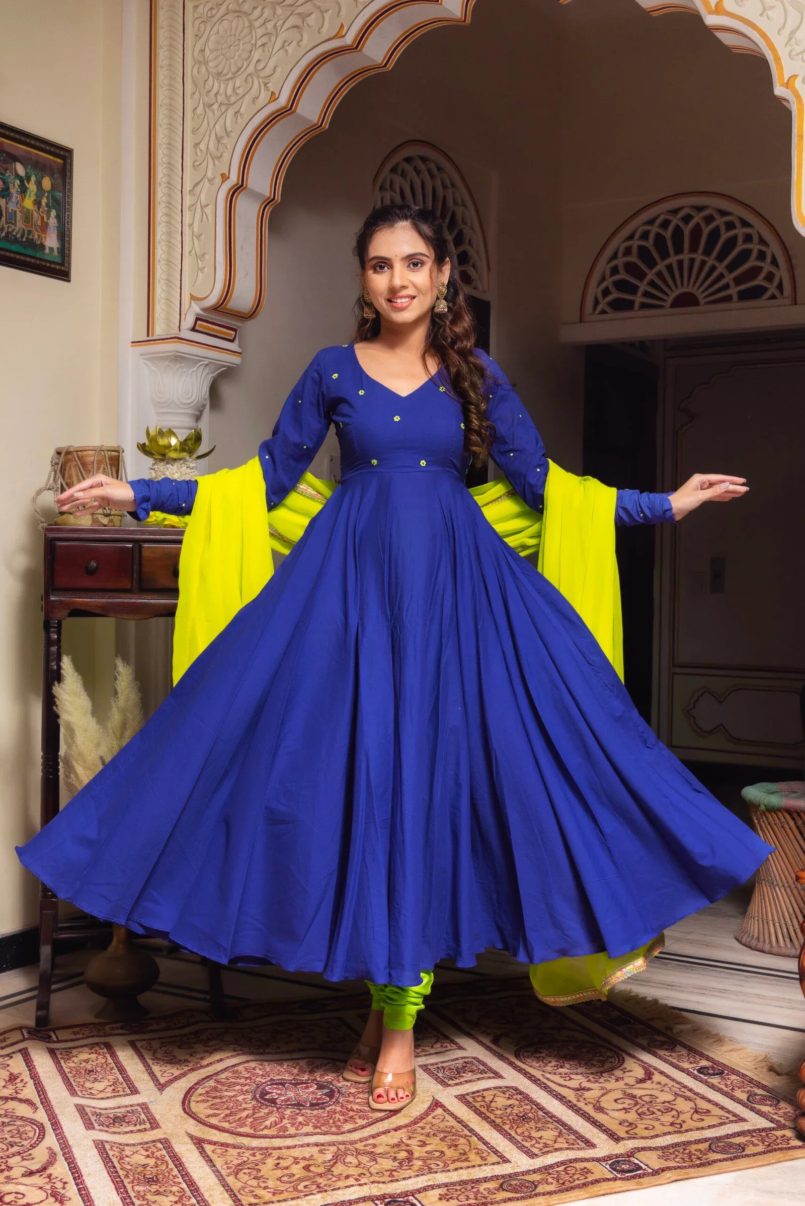 Lightweight Georgette Suit with Cotton Bottoms – 3-Piece Side-Zip Set