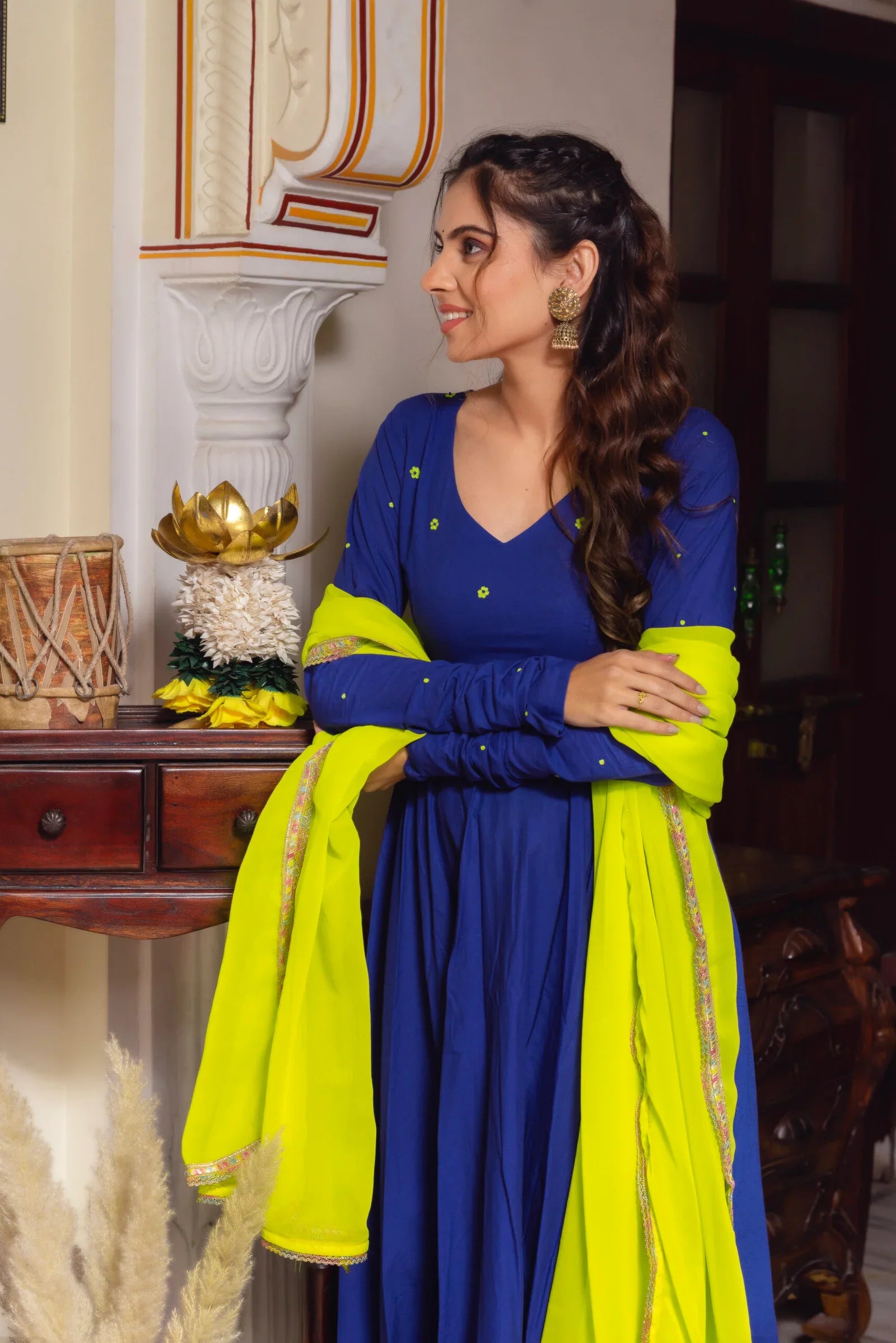 Lightweight Georgette Suit with Cotton Bottoms – 3-Piece Side-Zip Set