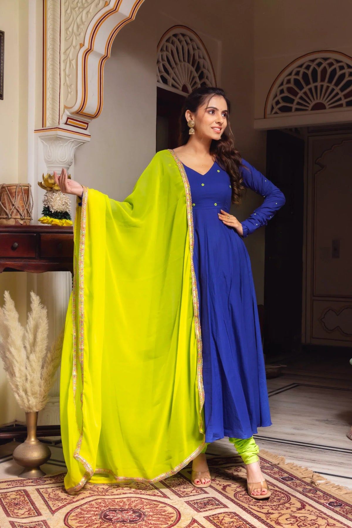 Lightweight Georgette Suit with Cotton Bottoms – 3-Piece Side-Zip Set