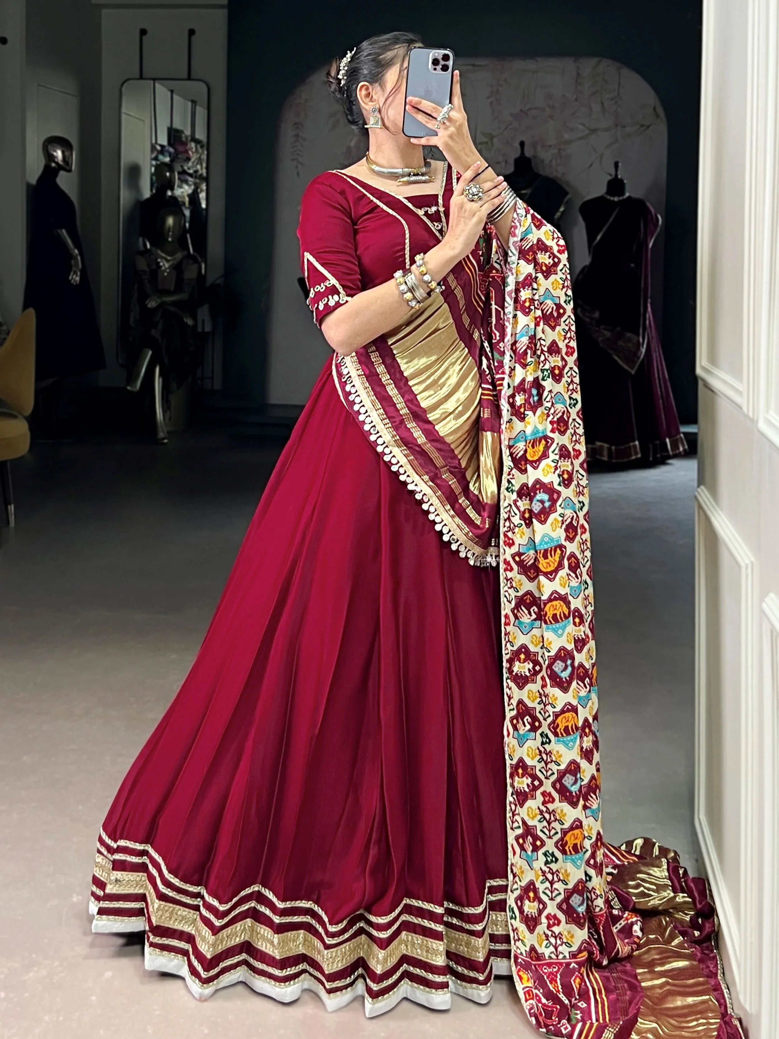 Maroon Georgette Lehenga Choli – Wedding & Festive Wear