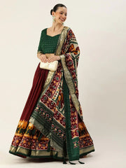 Maroon Patola Print Silk Festival Wear Lehenga Choli with Dupatta