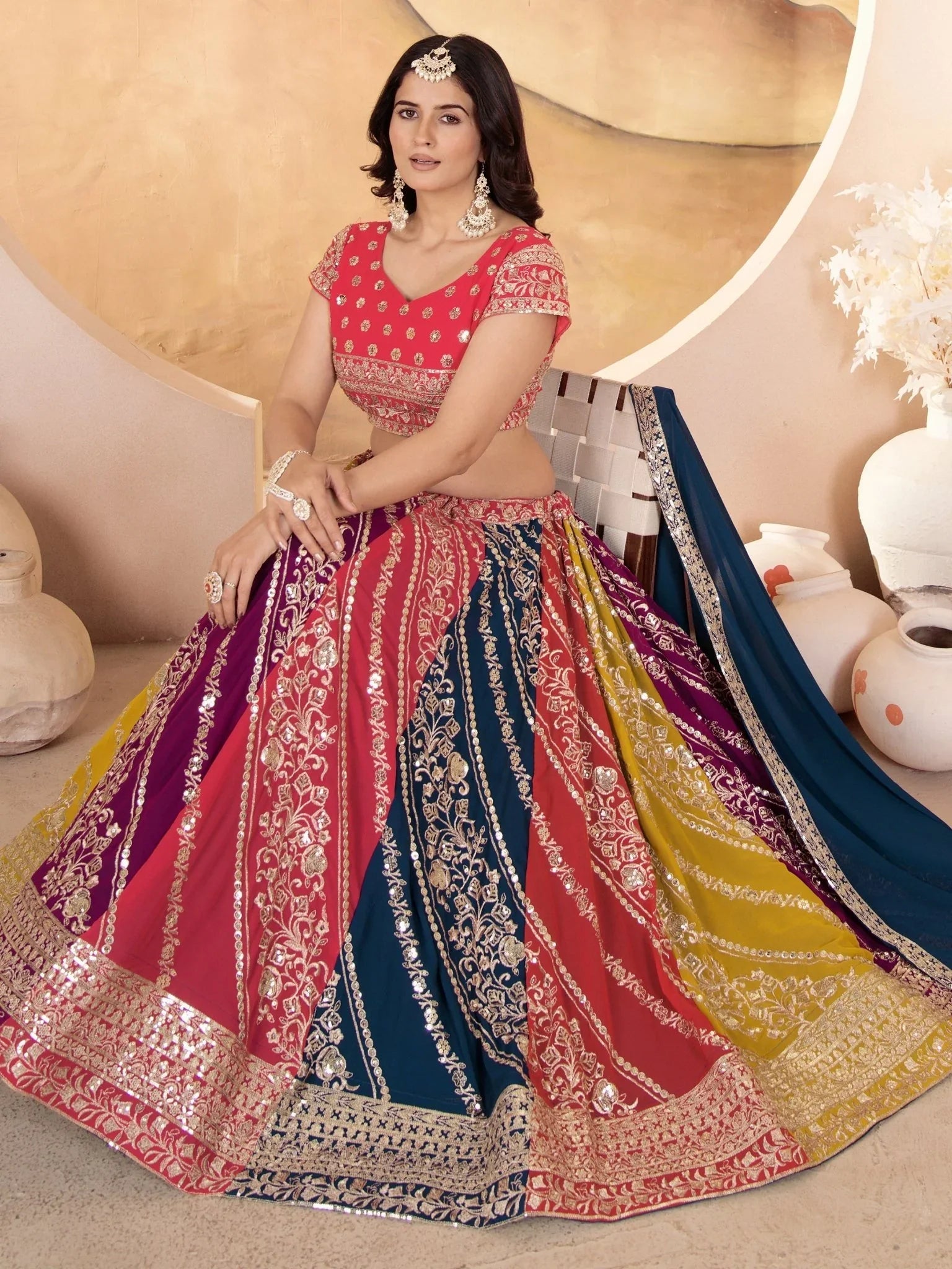 Multi-Color Georgette Lehenga Choli – Elegant Wedding & Festive Wear
