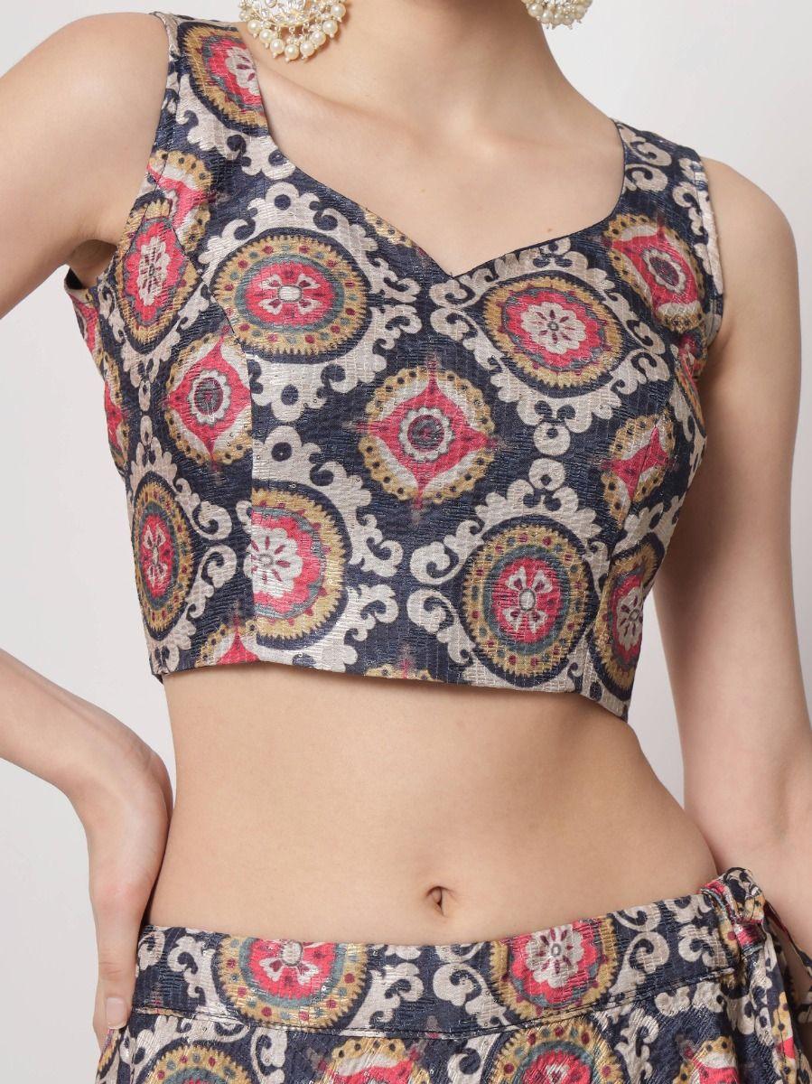 Navy Blue Chinon Silk Lehenga Choli – Festive & Party Wear