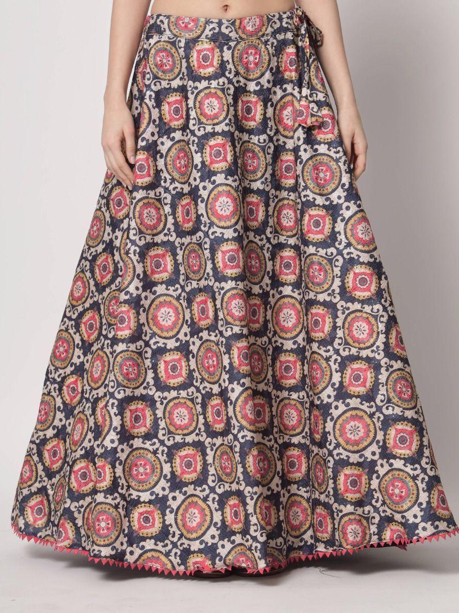 Navy Blue Chinon Silk Lehenga Choli – Festive & Party Wear
