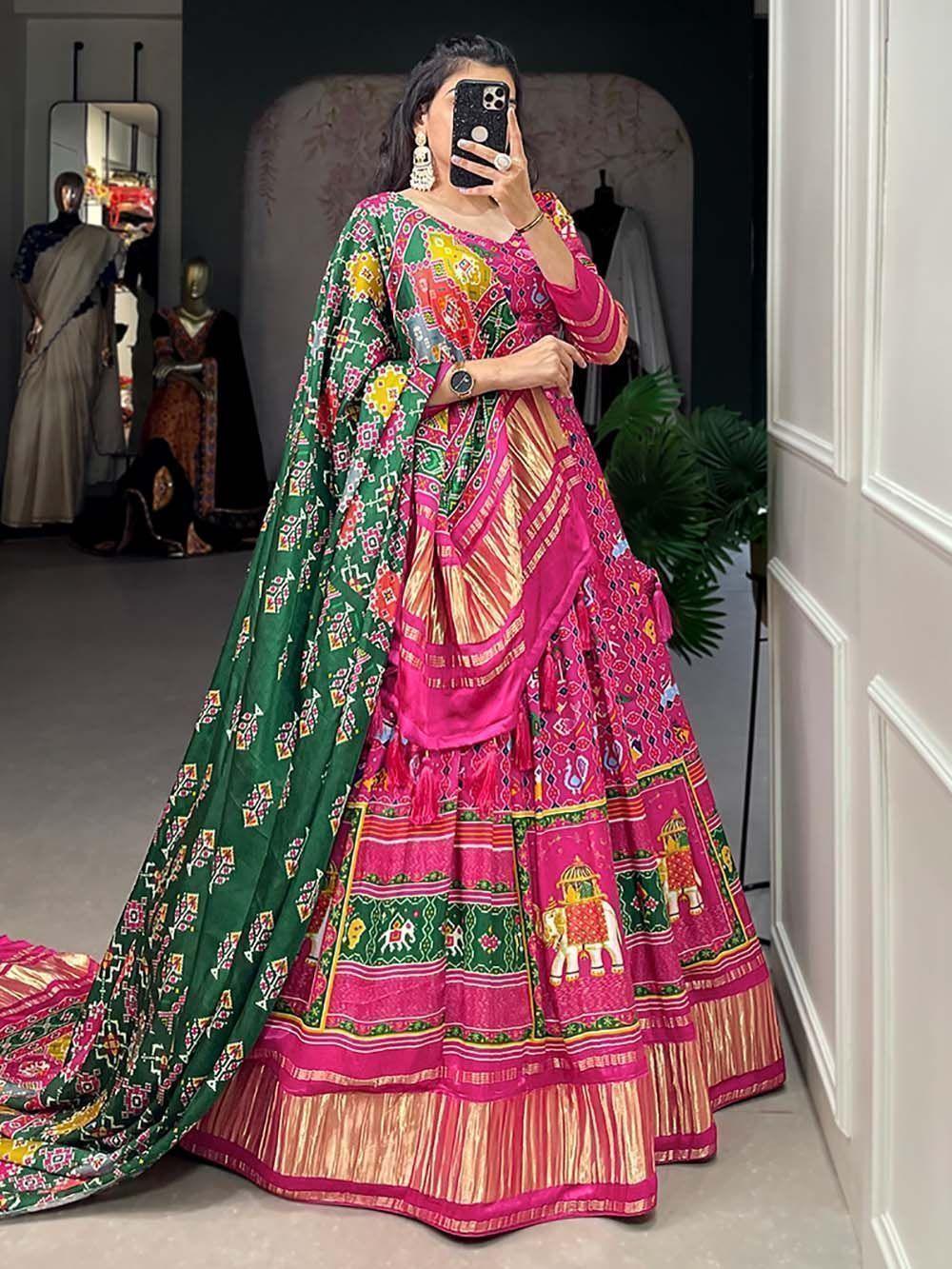 Pink Gaji Silk Digital Printed Festival Lehenga Choli
