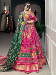 Pink Gaji Silk Digital Printed Festival Lehenga Choli