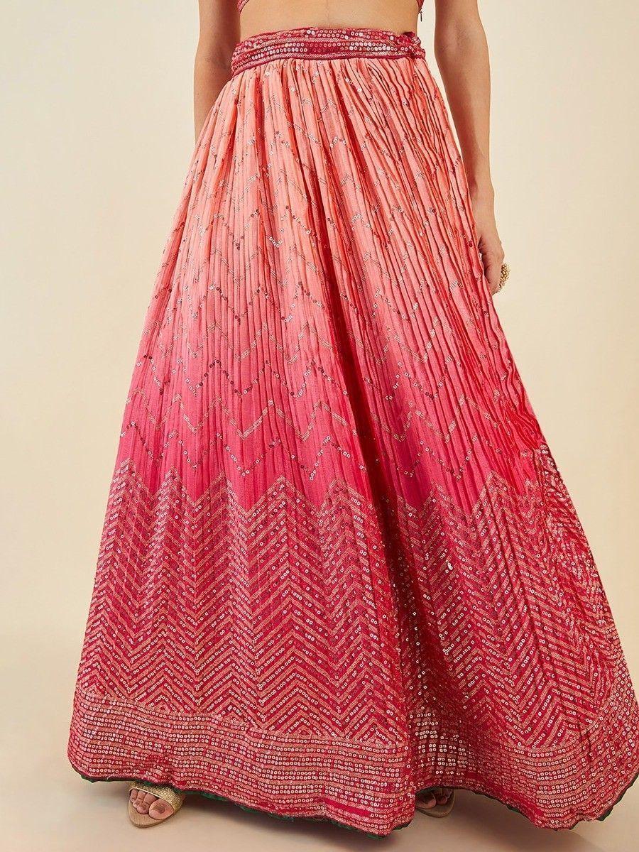 Pink Sequins Art Silk Lehenga Choli for Festivals & Weddings