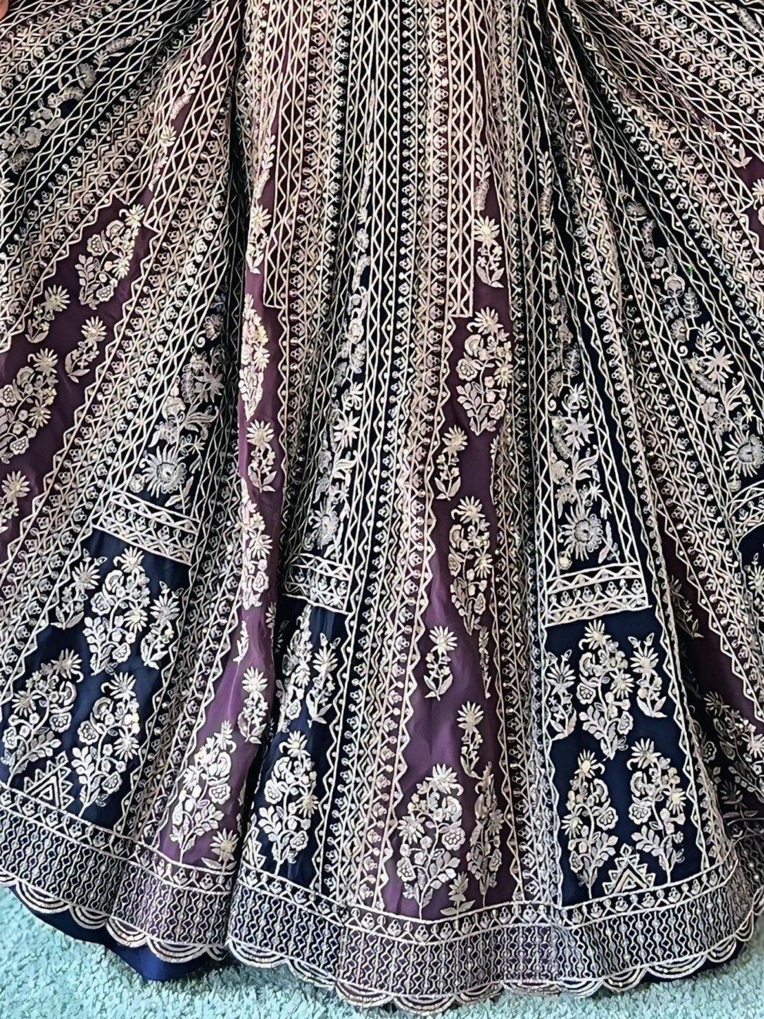 Purple Georgette Lehenga Choli – Sequins & Zari Embroidered Wedding Wear