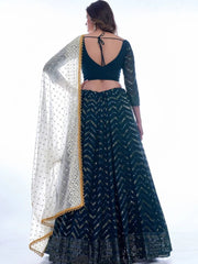Rama Color Georgette Lehenga Choli – Sequins & Thread Embroidery