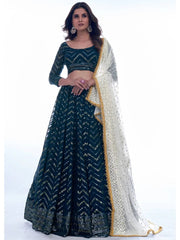 Rama Color Georgette Lehenga Choli – Sequins & Thread Embroidery