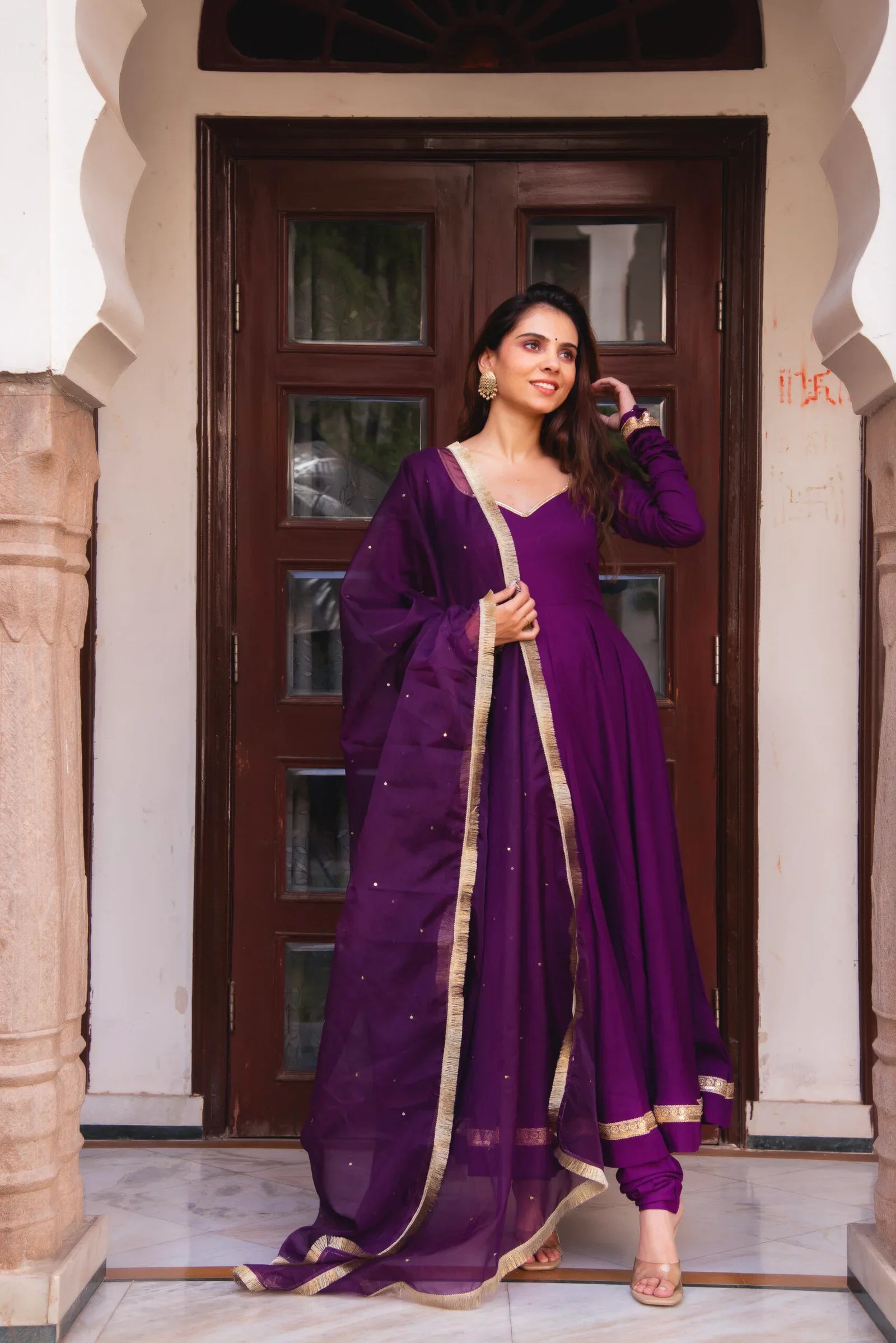 Rayon Suit with Organza Dupatta – 3-Piece Side-Zip Set
