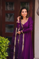 Rayon Suit with Organza Dupatta – 3-Piece Side-Zip Set