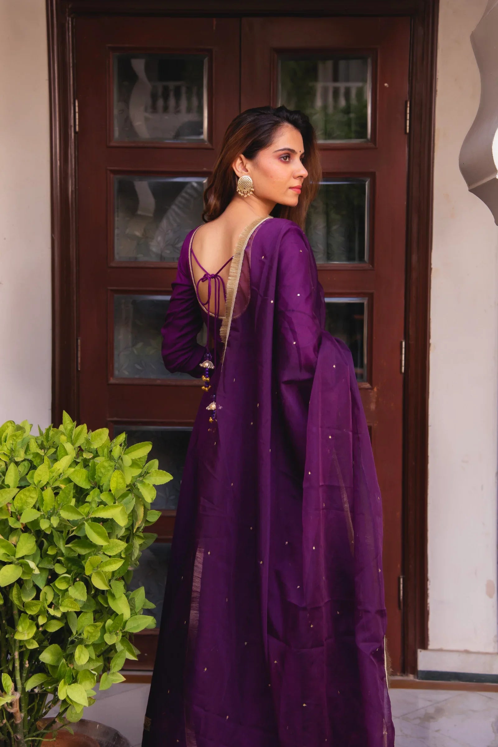 Rayon Suit with Organza Dupatta – 3-Piece Side-Zip Set