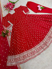 Heavy Georgette Fully Stitched Anarkali Gown with Embroidered Dupatta – Elegant Festival & Party Wear