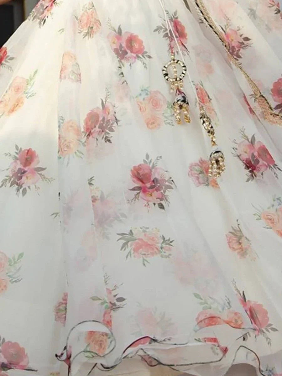 White Floral Organza Festival Wear Lehenga Choli